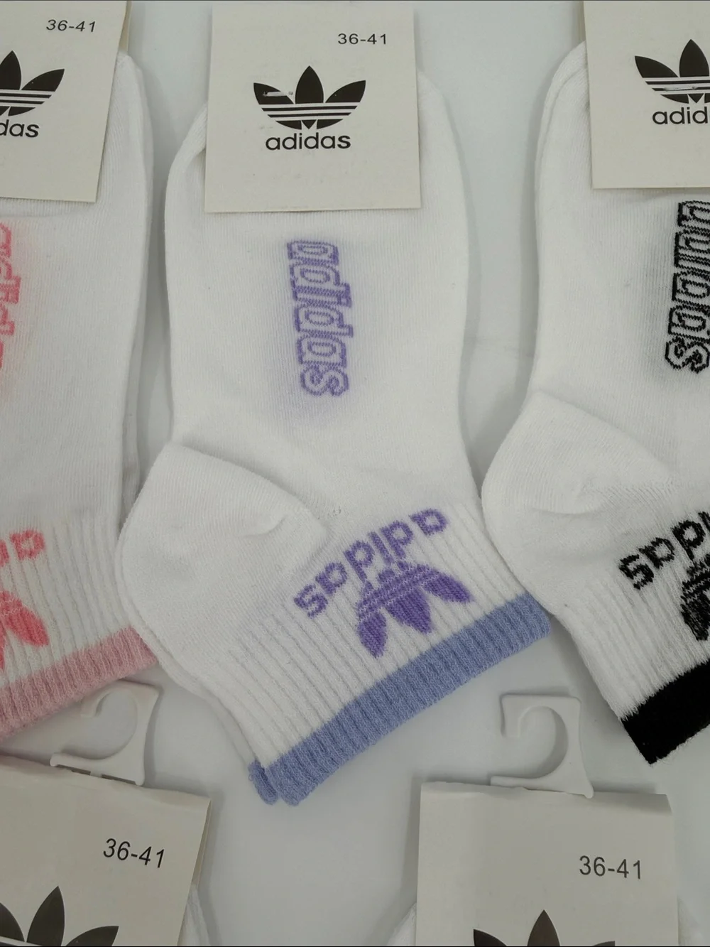 adidas  Low-Cut Socks - White with Colored Trim (5-Pack)